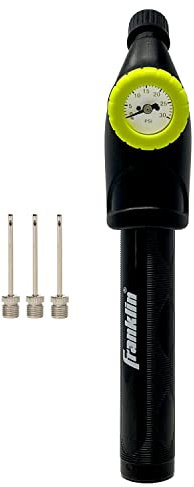 Franklin Sports Ball Pump + Pressure Gauge with Needle - Perfect Pump Hand Pump for Sports Balls - Air Inflation Pump for Soccer, Basketballs + More, Black