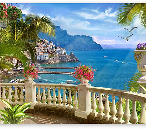 Wallpaper - Wall Mural Ocean 400x280 cm / 157.5 x 110.2 - Non-Woven Premium Art Print Fleece Wall Mural Decoration Poster Picture Design Modern - Sea Ocean Nature Landscape Italy c-B-0101-a-a