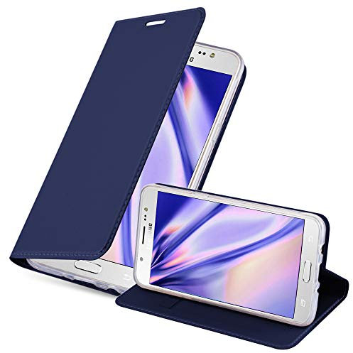 Cadorabo Hülle kompatibel mit Samsung Galaxy J5 2016 aus Premium Kunst Leder Flip Klappbare Stoßfeste Magnetische [Standfunktion] [Kartenfächern] Cover Hülle für Galaxy J5 2016 Tasche in Blau