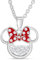 Disney Geburtsstein Damen und Mädchen Schmuck Minnie Maus versilbert Shaker Anhänger Halskette, 45,1 + 5,1 cm Verlängerung, M, Kristall, Zirkonia