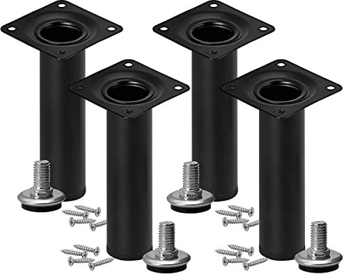 Stahlia Möbelfüße verstellbar (4er Set) Schwarz 12cm Höhe belastbar bis 50kg Sofafüße Schrankfüße Möbelbeine höhenverstellbare Füße Metallbeine