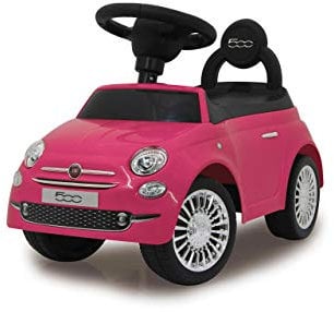 Jamara 460436 – Push-Car Fiat 500 Rose – Dispositif Anti-Bascule, Poignée pour Saisir et poussée, Klaxon, Sons, Coffre sous Le Siège