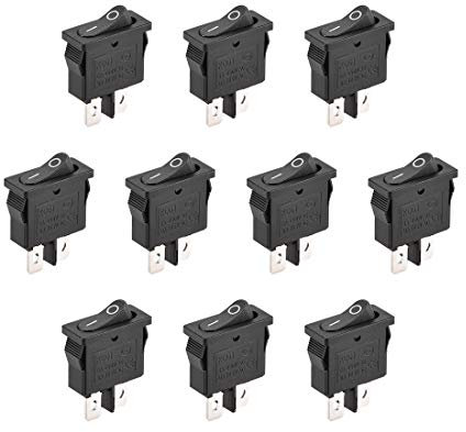 sourcing map 10stk. SPST 2 Position On/Off 2Pin Boot Wippschalter Kippschalter AC250V/6A,AC125V/10A,für Boot,21x9,5mm,Schnapp