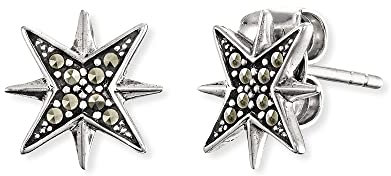 Engelsrufer Damen Ohrringe Stecker Stern aus Sterling Silber - Steckverschluss - besetzt mit 16 Markasit Steinen - nickelfrei - 7,6mm