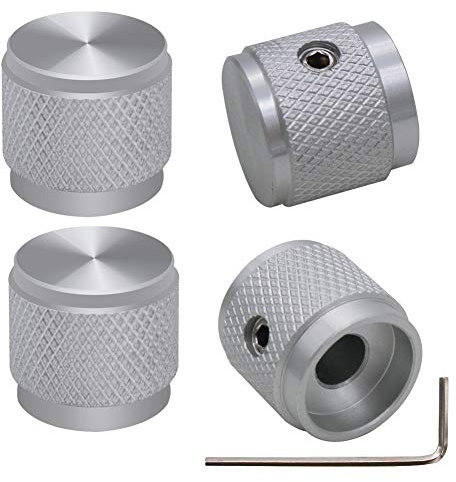 mxuteuk 4Stück Gitarre Knöpfe Silber Aluminium Potiknöpfe Audio Lautstärkeregler Rotary Potentiometer Drehknoepfe für E-Gitarren Bass Ersatzteil Typ 17x16 mm (d * h)