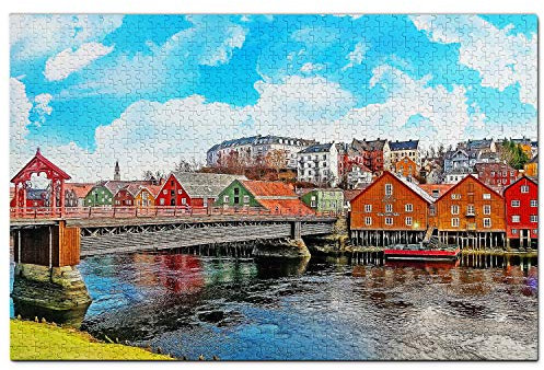 Norway Jigsaw Puzzle 1000 Piece Norway Trondheim Puzzle Game Artwork Travel Souvenir Wooden