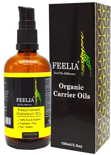 Feelia - Organic Fractioned Coconut oil - Non-Greasy, Fragrance-Free 100% Pure & Organic (100ml)