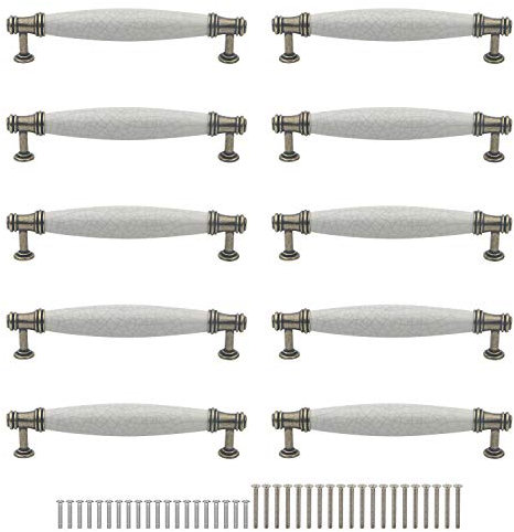 Rowiz 10PCS European Classic Style Handle Kitchen Door Handles, Cupboard Drawer Bedroom Furniture Handles Ceramics Hole centres 128 mm