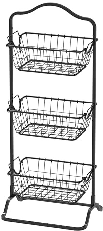Simple Houseware 3-stöckiger Markt-Obstkorbständer aus starrem Draht, Schwarz