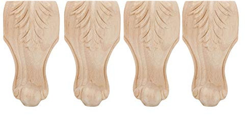 Pssopp 4 pièces Meubles en Bois Jambes Sculpture Meubles Solides Pieds de Remplacement canapé Placard Table Basse Pied Maison d'hôtes Accessoires pour hôtel(12 * 6 cm)