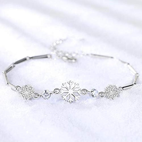 Hand Armband Armreif Armkette Damen 925 Sterling Silber Armband Modeschmuck Blaue Kristall Schneeflocke Retro Einfache Z