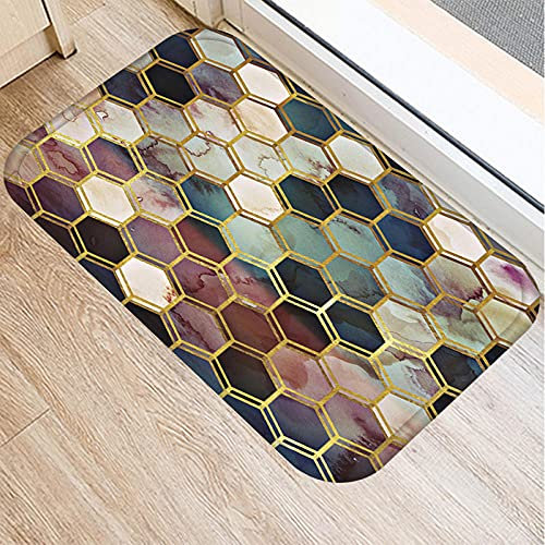 WAXB Bodenmatte 3D-Druck Rosa Marmormuster Streifen Anti-Rutsch-Matte Porta Matte Innen Wohnzimmermatte Home Decor Geschenk Rutschfester Teppich 50X80 cm
