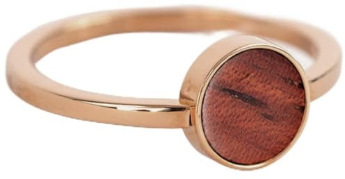 Kerbholz - Holzschmuck Damen - Circle Ring Rosegold - dünner Damen Schmuck Ring in rosegold - Edelstahlring mit echtem Holz - Schmuck Geschenk für Frauen (roségold, XS)