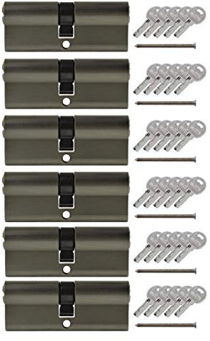 LÖWEN 70 mm 6x Zylinderschloss 35/35 Doppelzylinder gleichschließend Massive Schließzylinder inkl. 30 Wendeschlüssel A:35 B:35 6 er Set (70 mm 35/35, Profilzylinder 6 er Set gleichschließend)