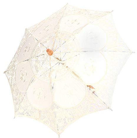 Spitzen-Sonnenschirm, Vintage-Hochzeits-Braut-Regenschirm, Spitze-Blumen-Sonnenschirm-Regenschirm-Dekoration-Hochzeits-Braut-handgefertigter Fotografie-Requisiten-Regenschirm für(Beige2)
