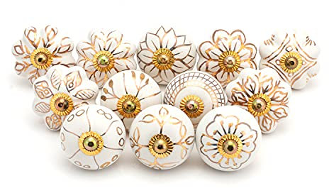 Rasiya Art Gold Cabinet Knobs for Dresser Drawers - Assorted Decorative Pull Handle Kitchen Furniture Hardware Rustic Boho Home Decor - Pack of 20
