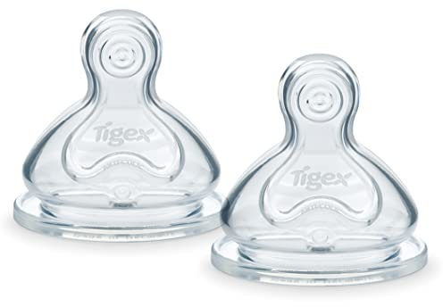 Tigex Autonomie+ Tétines pour biberon | Tétines anti-colique en silicone à col large | +6 mois | Lot de 2