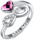 TOUPOP Unendlichkeit Ringe Für Damen 925 Sterling Silber Infinity Ringe Für Frauen Ich liebe dich Ring mit Violett Kristall Weißgold Überzogene Einstellbare Ring Schmuck Geschenke Für Frauen