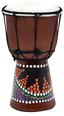 FLFL Djembe 4-Zoll-kompakte Größe Hölzerne Afrikanische Trommel Djembe Bongo Handtrommel Percussion Musikinstrument Mit Buntem Muster