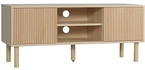 HOMCOM Meuble TV Support TV pour télévision jusqu'à 50 Pouces 2 Portes coulissantes et 2 niches avec Passe-câbles - 115 x 40 x 49 cm