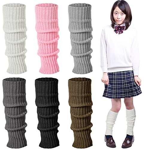 Sintege 6 Pairs Kawaii Leg Warmers Japanese Style Knitted Loose Socks Leg Warmers for Girls Women Lolita Costume School(Classic Color)