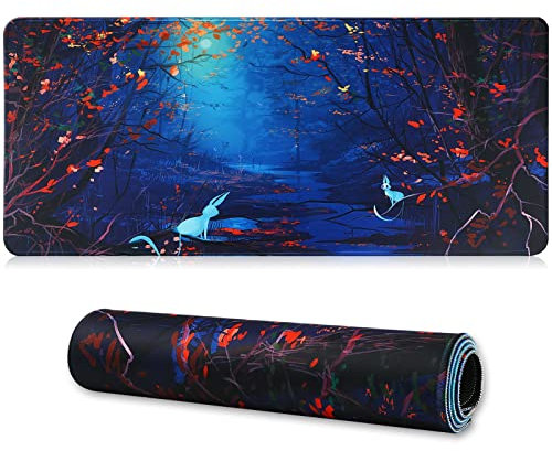 Jahosin Großes Gaming-Mauspad mit genähten Kanten,[70x30cm] Erweitertes Mauspad mit Rutschfester Naturkautschukbasis für Gamer/Desktop/Büro/Home 70x30 Forest07