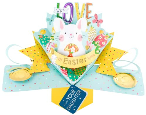 Easter Card Dad From Your Daughter Easter Bunny Pop Up Easter Card Cute 3D Cards POP011EF32