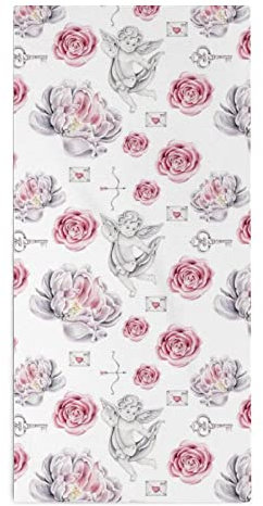 Handtuch Aquarell Engel Amor Rose St. Tag Der Liebe Leichtes Strandtuch Mikrofaser Pflegeleicht Reisetuch Für Kinder Spa Pool 40X70Cm