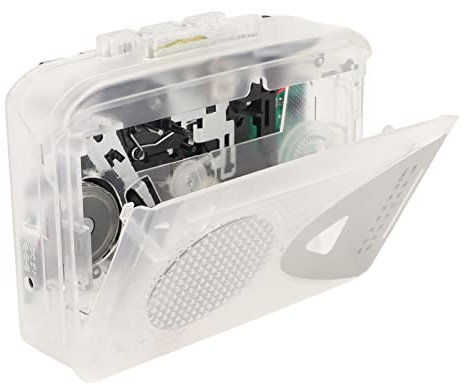 Lecteur de Cassette Portable, Baladeur Radio FM AM Rétro avec Haut-Parleur et Prise pour écouteurs, Convertisseur de Cassette vers MP3, Enregistreur pour Voyage, Sport (Transparent)