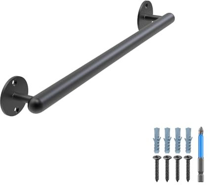 Dolibest Pasamanos de metal de 19 pulgadas para montaje en pared, pasamanos de escalera, asidero de seguridad antideslizante, asidero de escalera sin barreras, redondo de 1,3 pulgadas