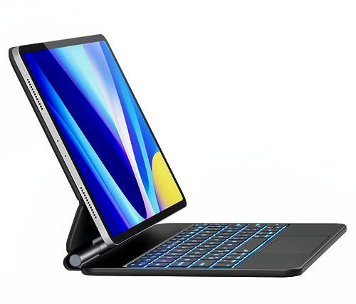 Earto Clavier iPad Air 11 2024, Magic Style Clavier iPad Pro 11, Flottant Magnétique Conception avec Touchpad, Rétroéclairage 7 Couleurs, Noir