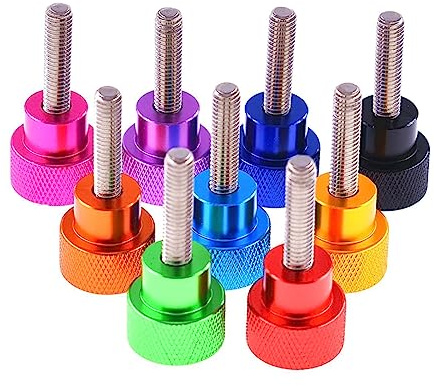 5pcs Unc 1/4-20 Aluminum Alloy Screw Colourful Thumb Screw Flat Head Knurled Grip Knob Step Bolts, Black