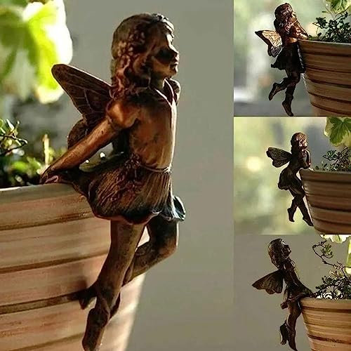 Miniatur-Hängende Feenfiguren, Blumenfee, Topfanhänger, Mini-Feengarten-Pflanzgefäß, Vintage-Engelstatue, fliegende Feen, Figuren, Heimbüro, Schreibtisch-Ornamente