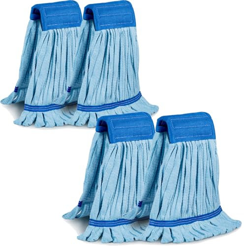 4 Pack - Large Microfiber Tube Mop 400GSM - Heavy Duty Industrial Wet Mop Head Refill,Commercial, Thick Fiber, Replacement Heads, Extra Absorbent