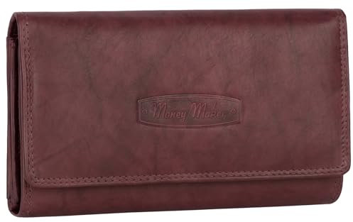 RFID Damen Geldbörse Portemonnaie Geldbeutel Damenbörse Leder 14 Karten (Bordeaux)