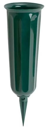 Bayli Grabvase aus Kunststoff mit Erdspieß | Friedhofsvase in Grün | Grabsteckvase | frostsicher Steckvase für Grab | wetterfeste Blumenvase für Friedhof | witterungsbeständiger Grabschmuck