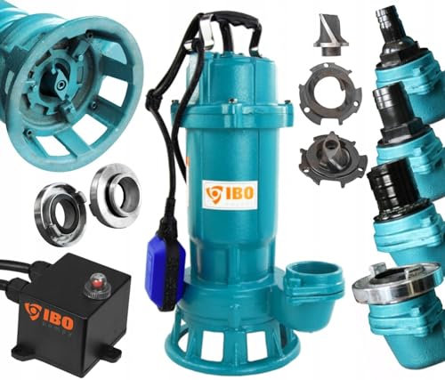 Submersible Dirty Water Pump Grinder Sewage Deep Well Septic Flood Sewage Sump (1500W Pump + 20m White FIRE Hose)
