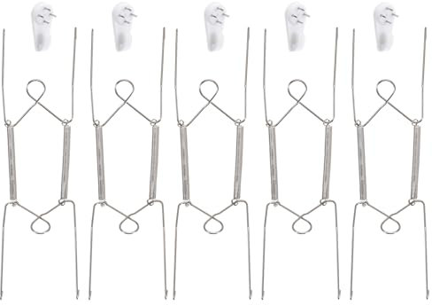 sourcing map 5pcs Plate Hanger, 8 Inch Stainless Steel Invisible Wall Plate Hangers with Wall Decorative Hooks and Tip Protectors for Decorative Plates and Art