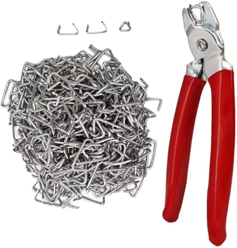 Hog Ring Zangen-Set, abgewinkelt, 300 Stück, Schweineringe – professionelles Polster-Installationsset