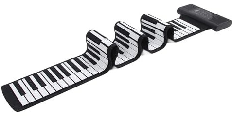 Tastiera per Pianoforte Avvolgibile a 88 Tasti, 128 Toni 128 Ritmi Tastiera per Pianoforte Elettrica Pieghevole Ricaricabile, Supporto per Pianoforte a Mano MIDI e, Supporta 14