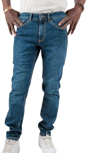 TORLAND Herren Slim Fit Jeans aus Bio Baumwolle schmal geschnitten mit Mittelhohem Bund Medium Waist, Mid Indigo, 29W / 32L