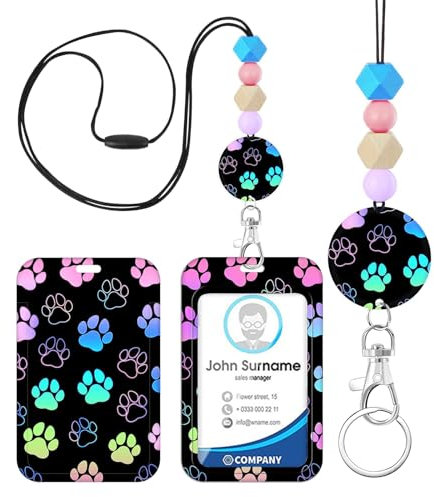 JKDHJK Porte Cordon Badge de Cou avec Porte Carte, Porte Badge Tour de Cou pour Porte Badges d'Identification, Clés, Carte d'étudiants, Carte Bus (Style B)