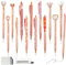 XingyLi 28Pcs Rose Gold Pen Crystal Diamond Ballpoint Pens Set, 14 Retractable Bling Glitter Metal Crown Ball Point Pens with 14 Black Ink Refills, Liquid Sand Pretty Pens, Creative Fancy Gifts