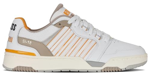 K-Swiss Rival Si-18 Leather Trainers White, White Taupe Orange, 9.5 UK