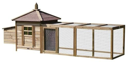 Großer Kaninchenstall, Kaninchenkäfige Aus Holz für Draußen mit Auslaufsicherer Wanne und Asphaltdach, Haustierhaus, Ideal für Hühner und Meerschweinchen