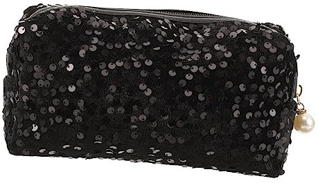 WOONEKY 1stück Glitzer Kosmetiktasche Für Damen Große Reise Und Toilettentasche Multifunktionale Make-up-aufbewahrung Tragbar Und Schwarz Für Reisen Und Alltag
