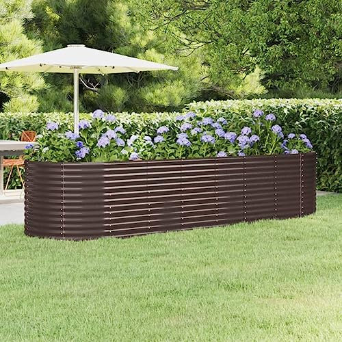 hochbeet schmal,fertigteich,pflanzkübel rund,Hochbeet Pulverbeschichteter Stahl 322x100x68 cm BraunGeeignet für Garten, Terrasse, Schlafzimmer, Wohnzimmer