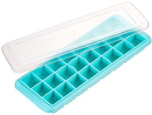 Arcjunys Eiswürfelform Silikon Eiswürfelform mit Deckel Eiswürfelbehälter mit Deckel Ice Cube Tray Eiswürfel Form Eiswürfelform Silikon mit Deckelm Eiswürfelformen für Cocktails Whisky Getränke Blau