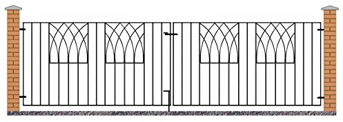 Abbey Modern Metal Driveway Garden Gates Wrought Iron Style Dual Swing Gate (3095mm Gap x 812mm High ABZP12)