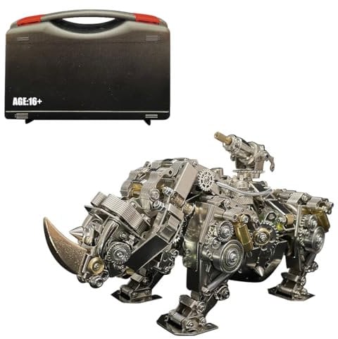 CreativeBlocker 3D Metall Puzzle-DIY Nashorn 3D Modell Bausätze Erwachsene, Tiere Figuren Metallbaukasten Bastelset Modellbau, Steampunk Deko, Geschenk für Weihnachten Geburtstag(1060PCS)